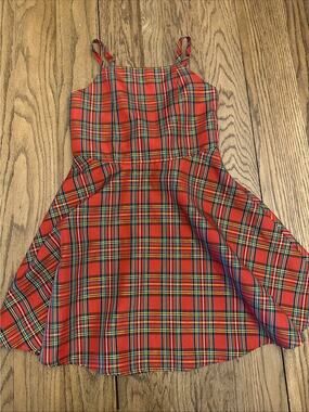Knitworks Girls Plaid Formal Holiday Christmas Dress Size 8 w/ Bow Detail YY